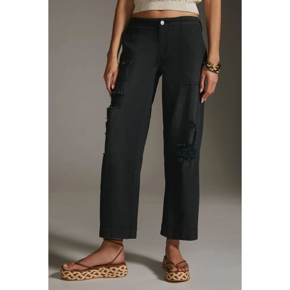 Pilcro Women's Low-Rise Relaxed Trousers in Black Size 32 NWT MSRP $130